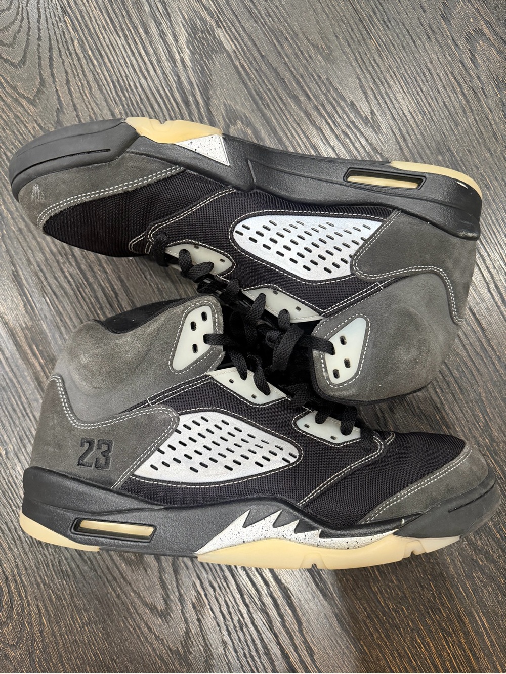Nike Air Jordan 5 Retro Anthracite Wolf Grey Clear Black Metal Silver size 14